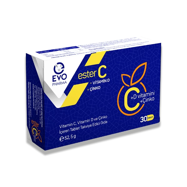 Ester C, Vitamin C, Vitamin D ve Çinko İçeren Tablet Takviye Edici Gıda