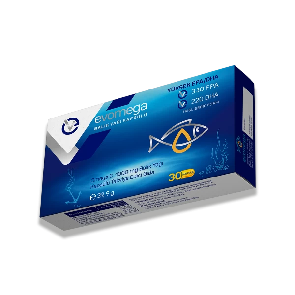 EVOMEGA (Omega 3 1000 mg Balık Yağı Kapsülü Takviye Edici Gıda)