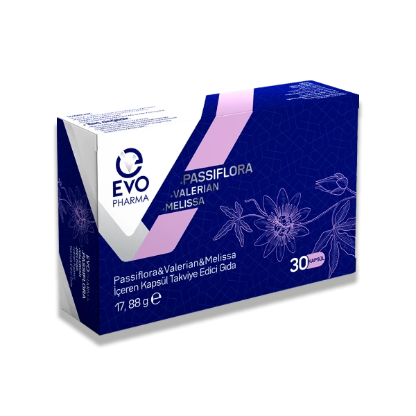 EVOPHARMA Passiflora, Valerian, Melissa İçeren Kapsül Takviye Edici Gıda