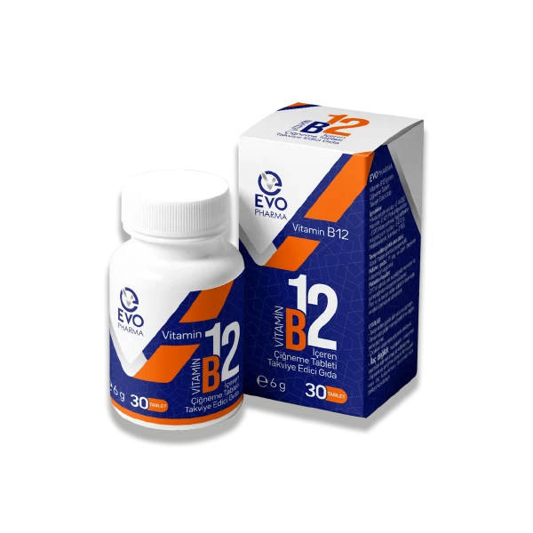 EVOPHARMA Vitamin B12 İçeren Çiğneme Tableti Takviye Edici Gıda
